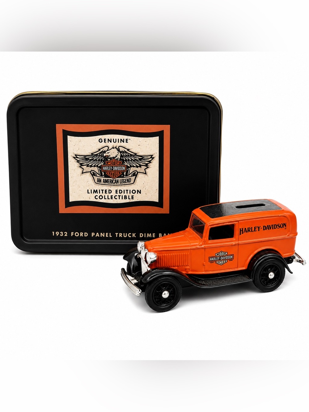 Harley-Davidson Collectable Model Car 1932 Ford Panel Truck Coin Bank in Tin